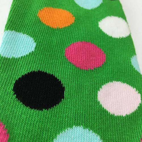 Носки «Крупный разноцветный горошек» зеленые