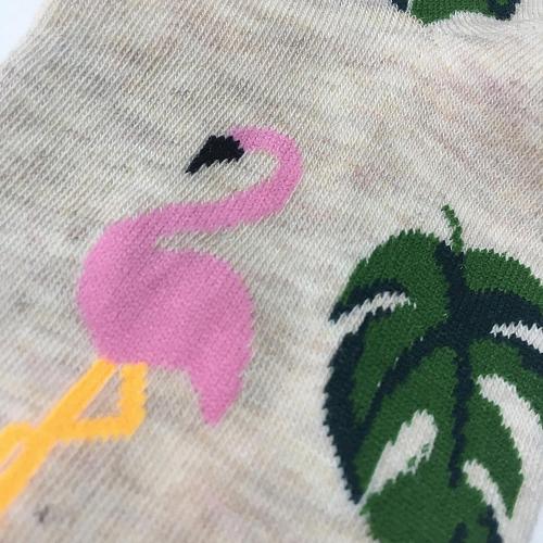Носки «Фламинго и листья» серые