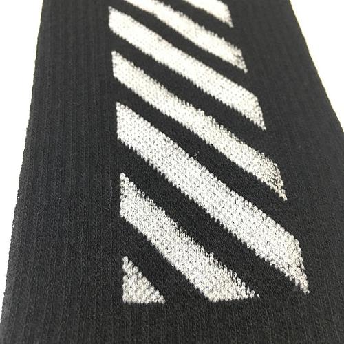 Носки «Off-White диагональные полоски» черные