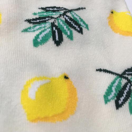 Носки «Лимоны и листья» белые