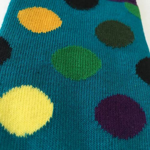 Носки «Крупный разноцветный горошек» синие